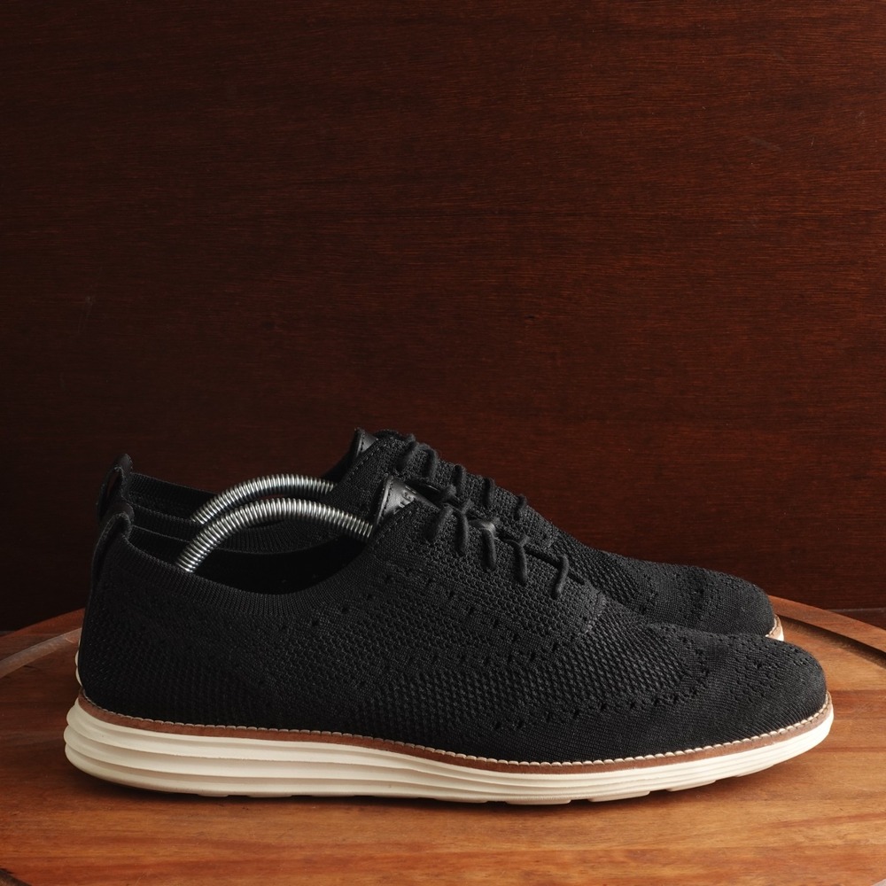 Cole Haan Oxfords Mens SZ 11M BLK Stitchlite Wingtip Shoes Preppy Casual Comfort